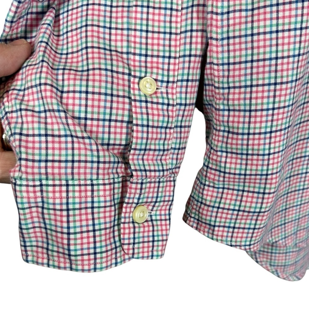 RALPH LAUREN Men's Medium 100% Cotton Pink/Blue fine Plaid Button Down Shirt - Picture 4 of 8